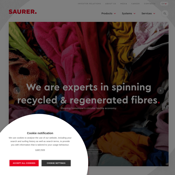 Website preview of Saurer Austria vehicles