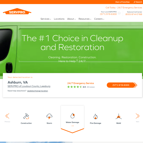 Website preview of SERVPRO of SW Onondaga County