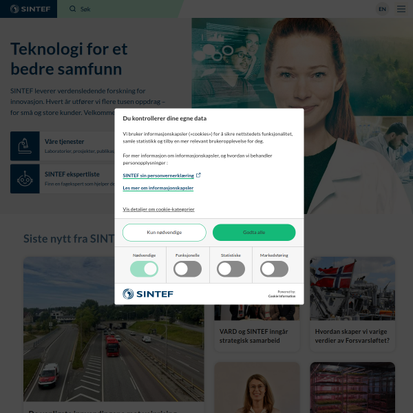 Website preview of SINTEF NORD AS