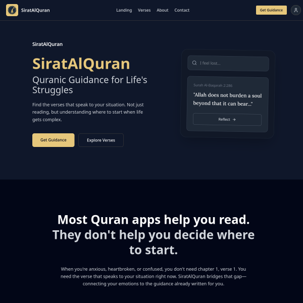 Sirat Al Quran website screenshot