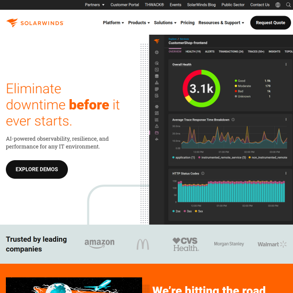 Website preview of SOLARWINDS IP HOLDING COMPANY LIMITED