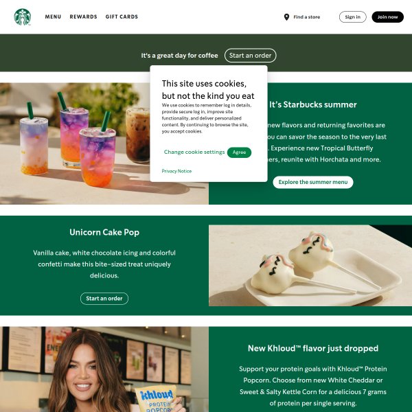 Website preview of Starbucks - 78 Shenton