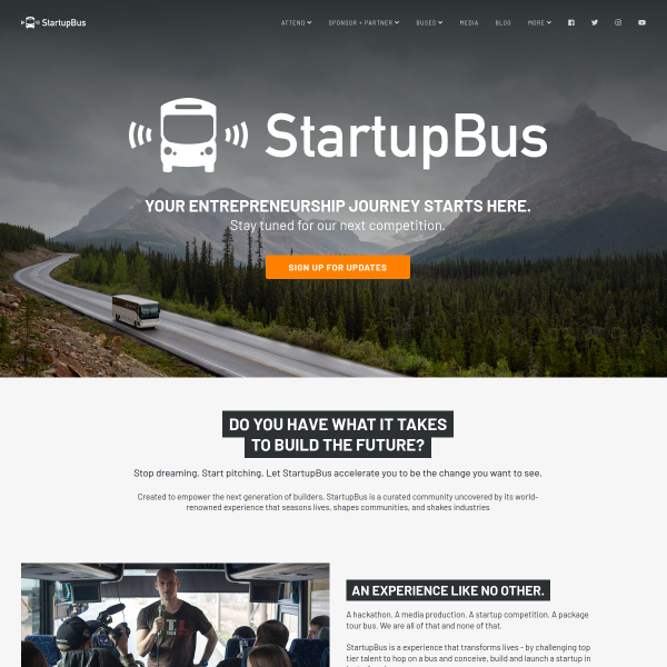 Website preview of StartupBus