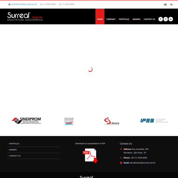 Website preview of SURREAL - PRODUCAO AUDIO VISUAL LTDA