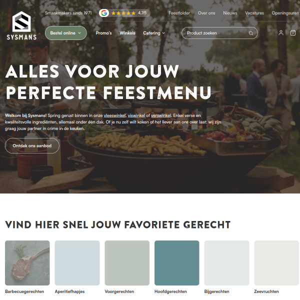 Website preview of Sysmans Vleeswinkel