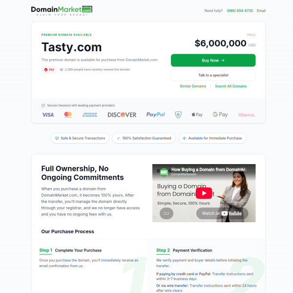 Website preview of Tasty Dough Inc