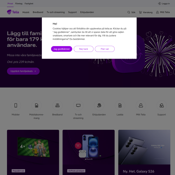 Website preview of Telia Eesti