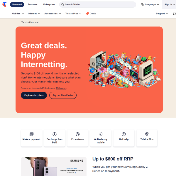 Website preview of Telstra Helensvale