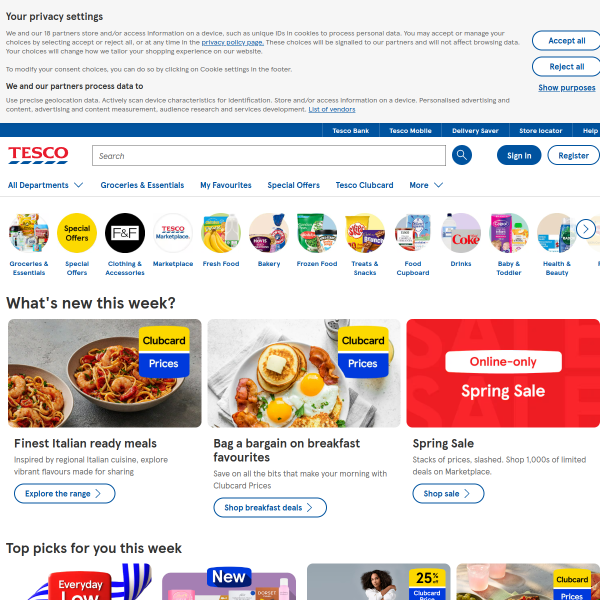 Website preview of Tesco Mobile Ireland