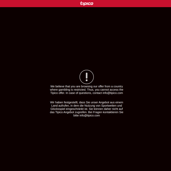 Website preview of Tipico's