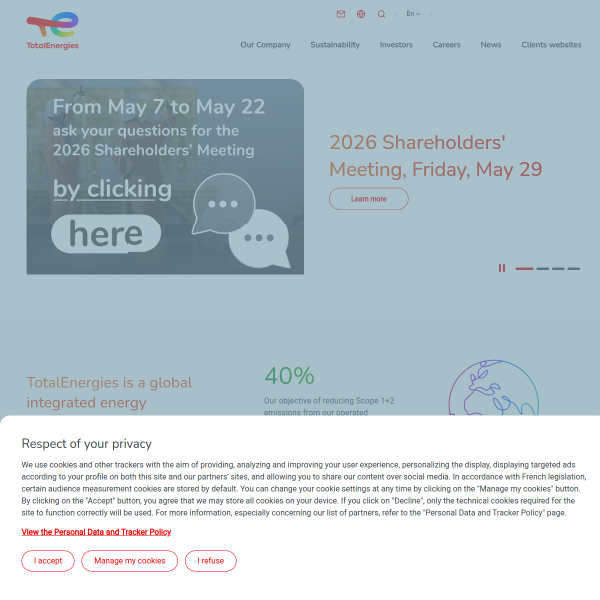 Website preview of Total filling station