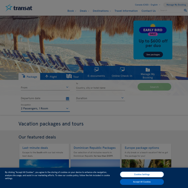 Website preview of Transat A.T.