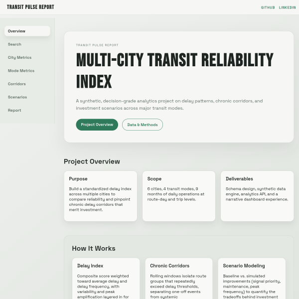 Screenshot of Transit Pulse Report