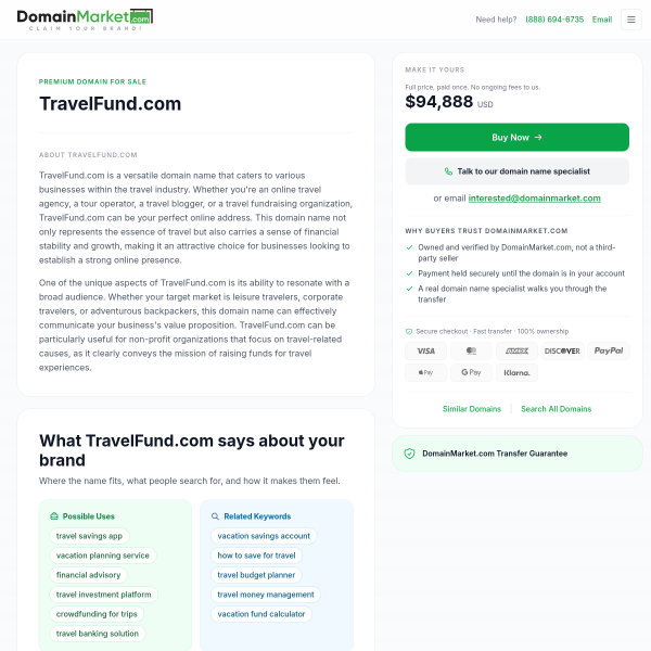 Website preview of travelfund limited