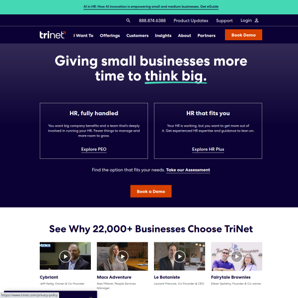 Website preview of TriNet