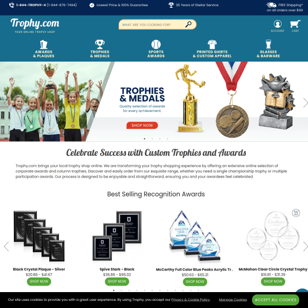 Website preview of Trophy Empire SA