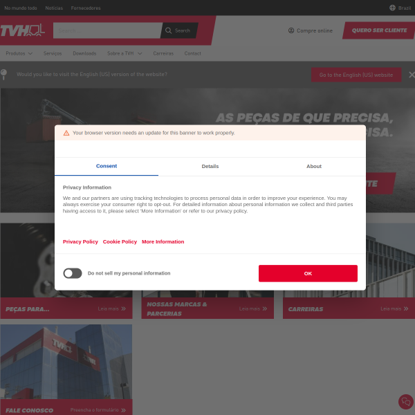Website preview of TVH COMERCIO E SERVICOS EM INFORMATICA LTDA