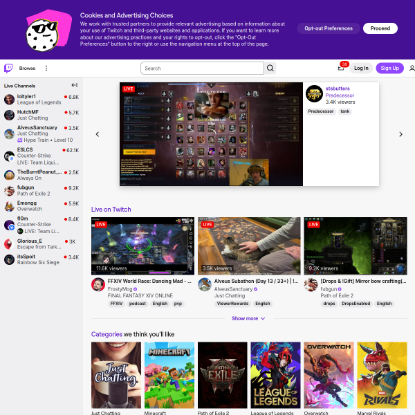 Website preview of Twitch Fishing