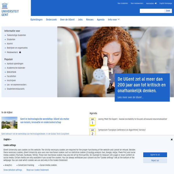 Website preview of UGent Het Pand