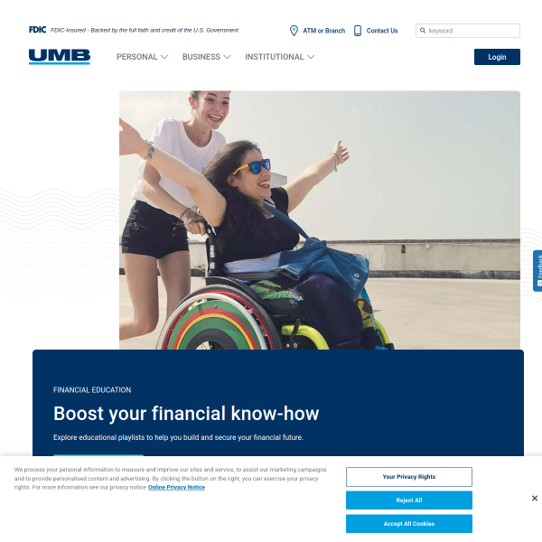 Website preview of UMB