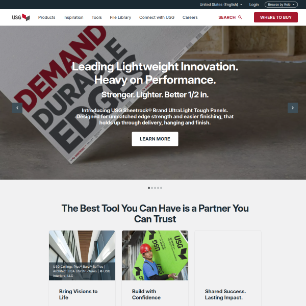 Website preview of usg drewa
