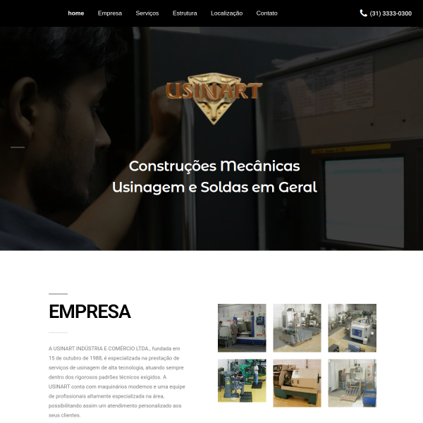 Website preview of usinart industria e comercio ltda epp