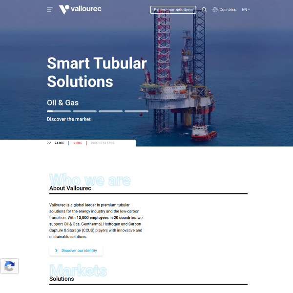 Website preview of Vallourec Middle East FZE