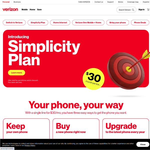 Website preview of Verizon Global Support Services
