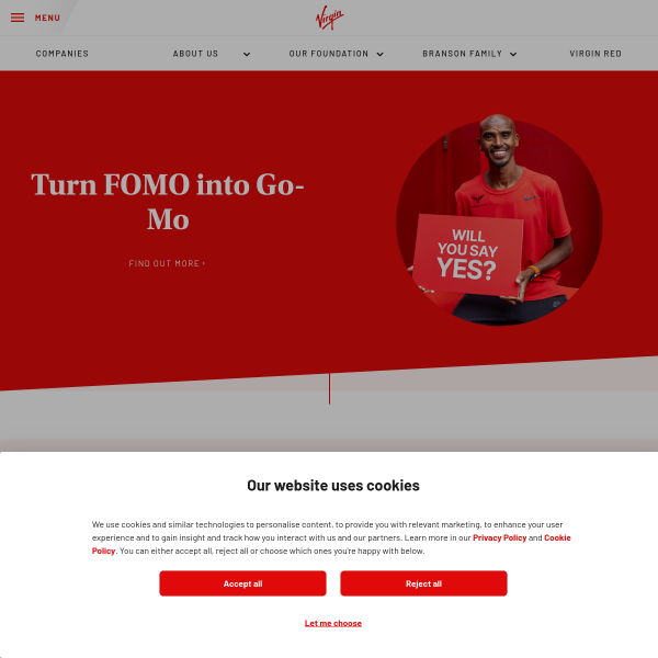 Website preview of Virgin Active