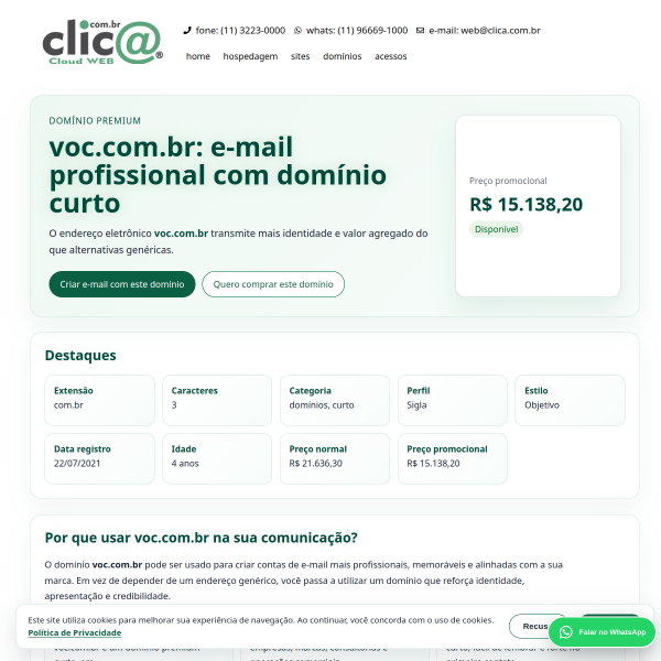 Website preview of você mais cosméticos
