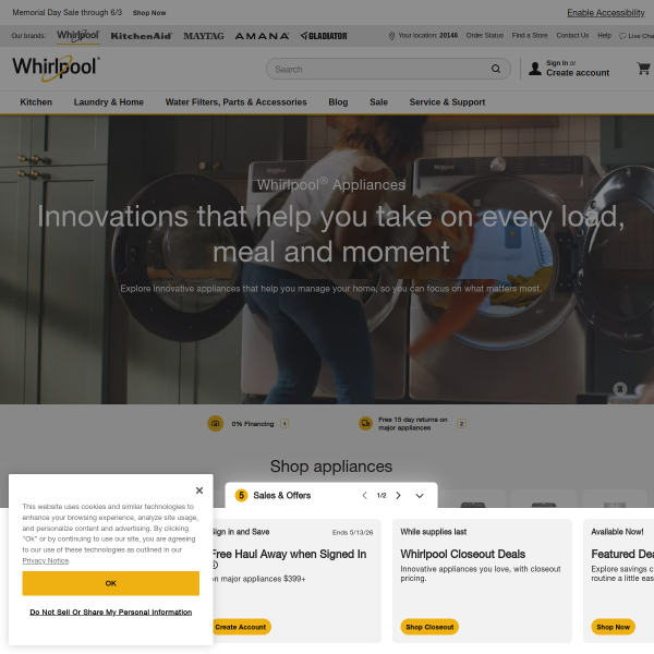 Website preview of Whirlpool Company Polska