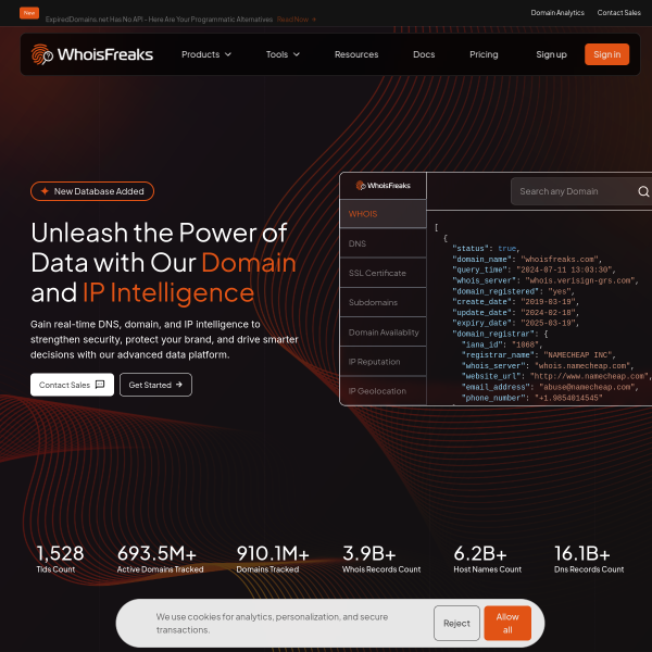 Website preview of Whoisfreaks