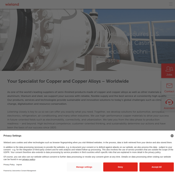 Website preview of WIELAND METALS SINGAPORE (PTE) LTD