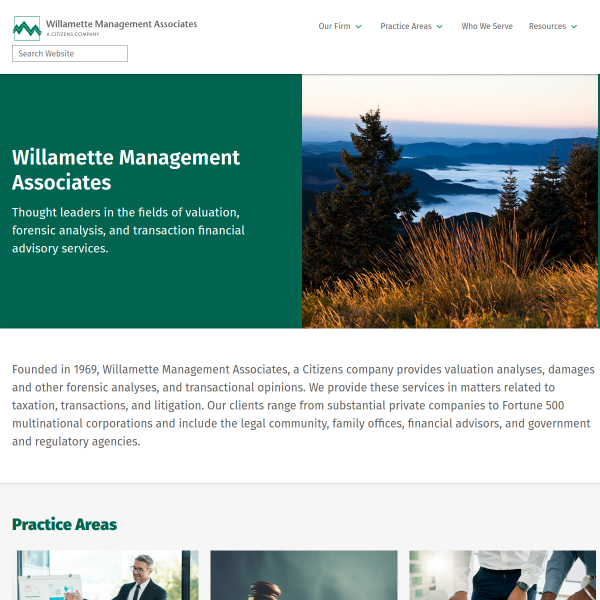 Website preview of Willamette Pie Company