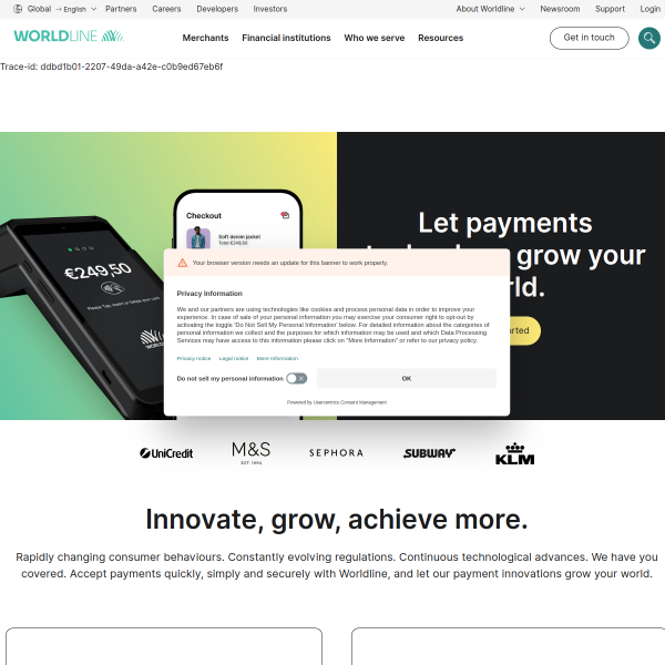 Website preview of WORLDLINE MERCHANT SERVICES UK LIMITED