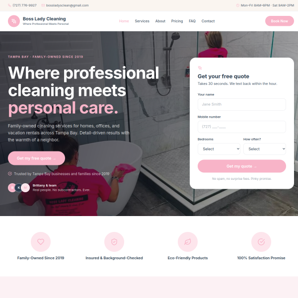 Boss Lady Cleans website built by Growth Marketing