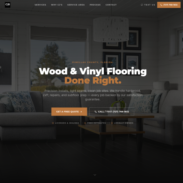 CJ's Flooring Installations website built by Growth Marketing