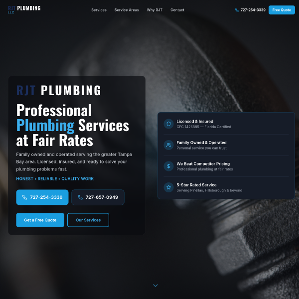 RJT Plumbing website built by Growth Marketing