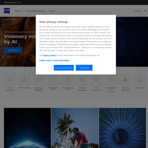 Website preview of Zeiss Vision Center