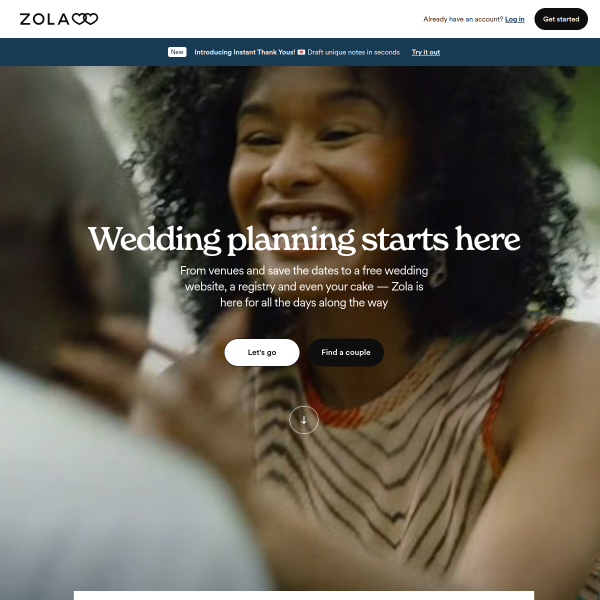 Website preview of Zola