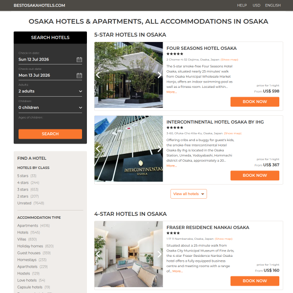 bestosakahotels.com
