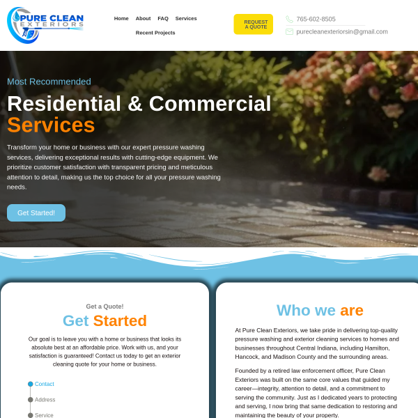Pure Clean Exteriors website