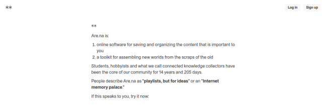 Screenshot of Are.na