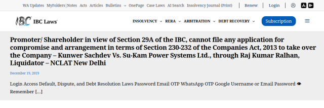 Kunwer Sachdev vs Su-Kam — NCLAT (Promoter Cannot File Scheme)
