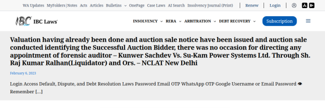 Kunwer Sachdev vs Su-Kam — NCLAT (Forensic Auditor Direction Overturned)