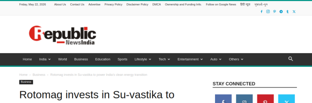 Rotomag Invests in Su-vastika to Power India's Clean Energy Transition