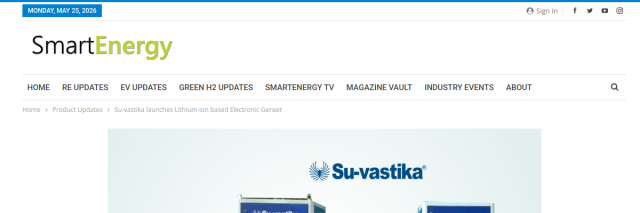 Su-vastika Launches Lithium-Ion Based Electronic Genset