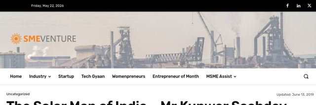 Mr. Kunwer Sachdev — Solar Man of India
