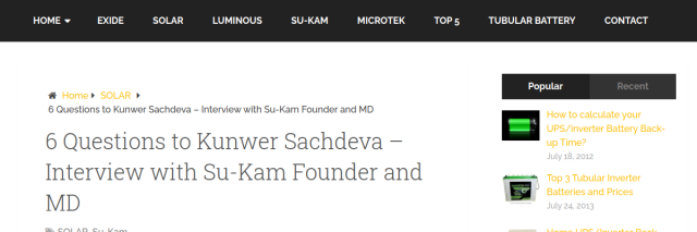 6 Questions to Kunwer Sachdeva — Interview with Su-Kam Founder
