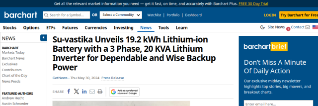 Su-vastika Unveils 19.2 kWh Lithium-ion Battery with 3-Phase 20 KVA Inverter
